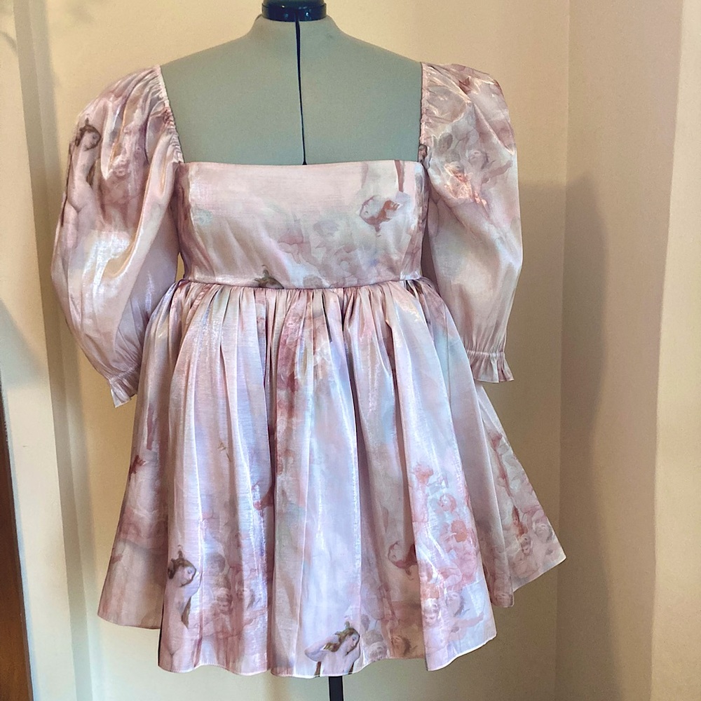 Selkie Peach/Pale Pink Venus A-Line Puff Dress w/ 3 Layer Organza Skirt Size 3X